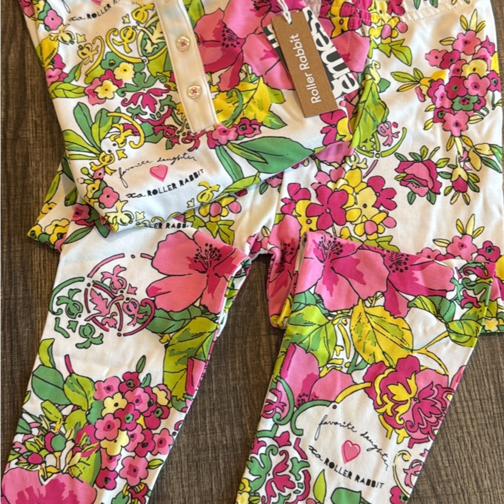 NWT Roller Rabbit x Favorite Daughter - Breakfast in Bed kids Pajama Set Size 6
